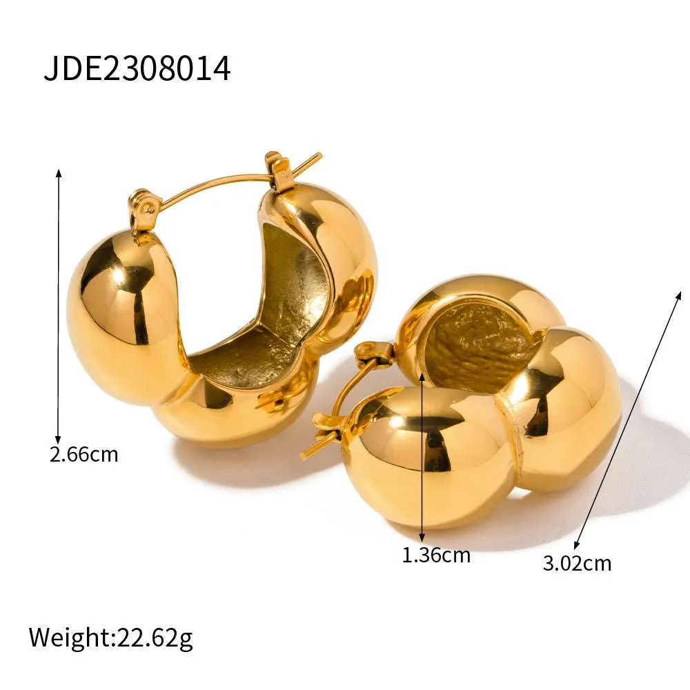 Women's 18K Gold Stainless Steel Three Hemisphere Earrings