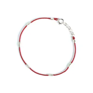 Wrapped Wire Silk Bracelet | Red, Silver