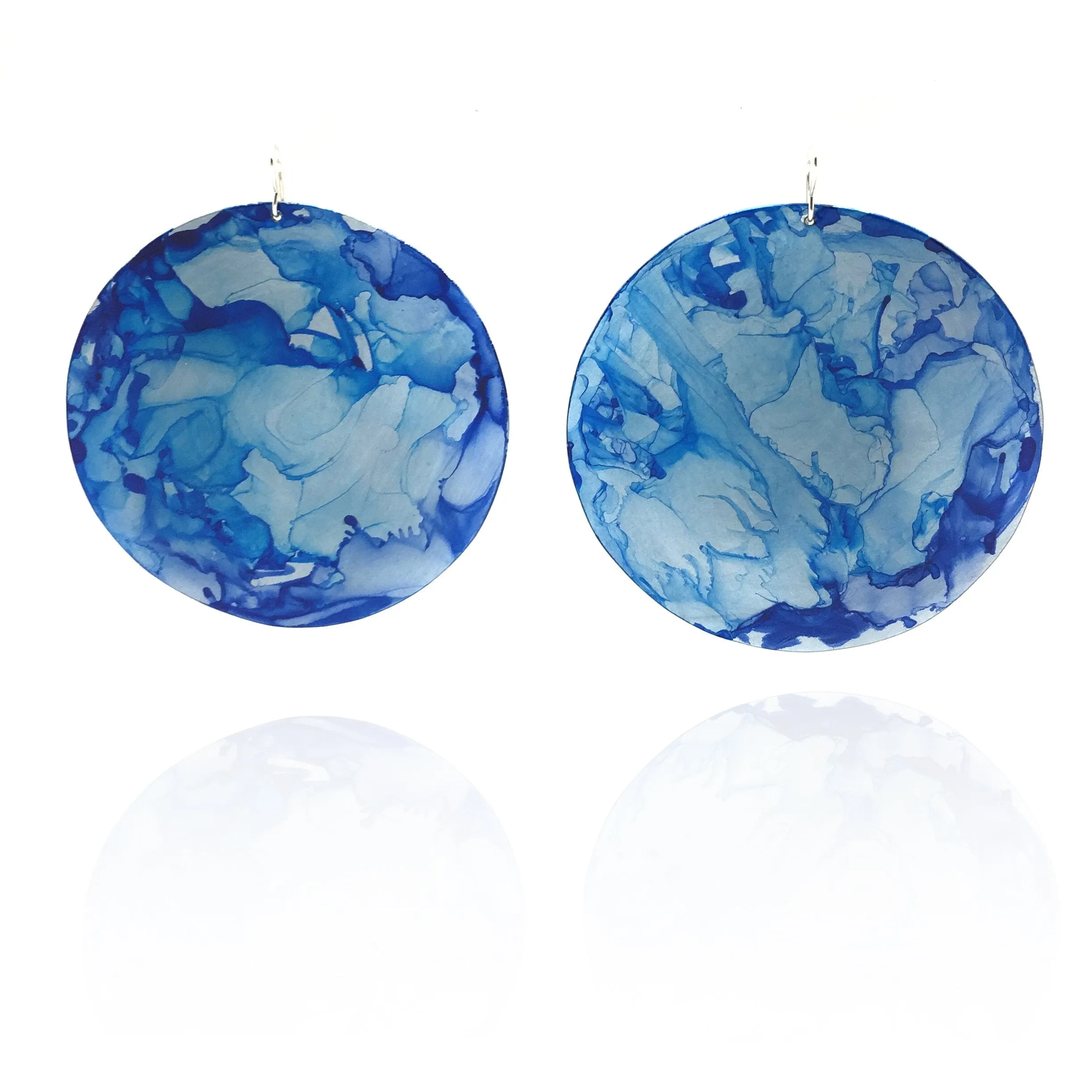 XL Blue Circle Earrings