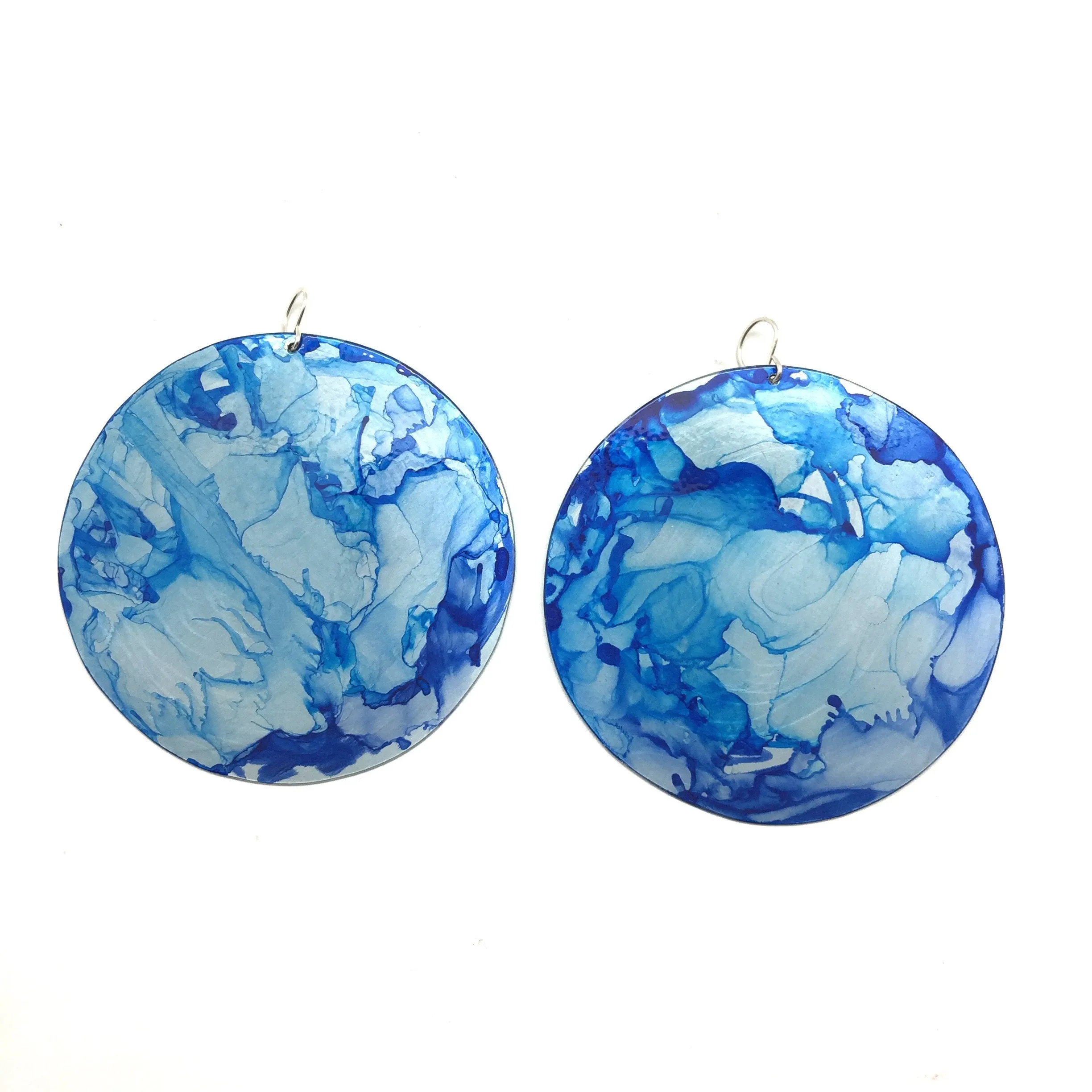 XL Blue Circle Earrings