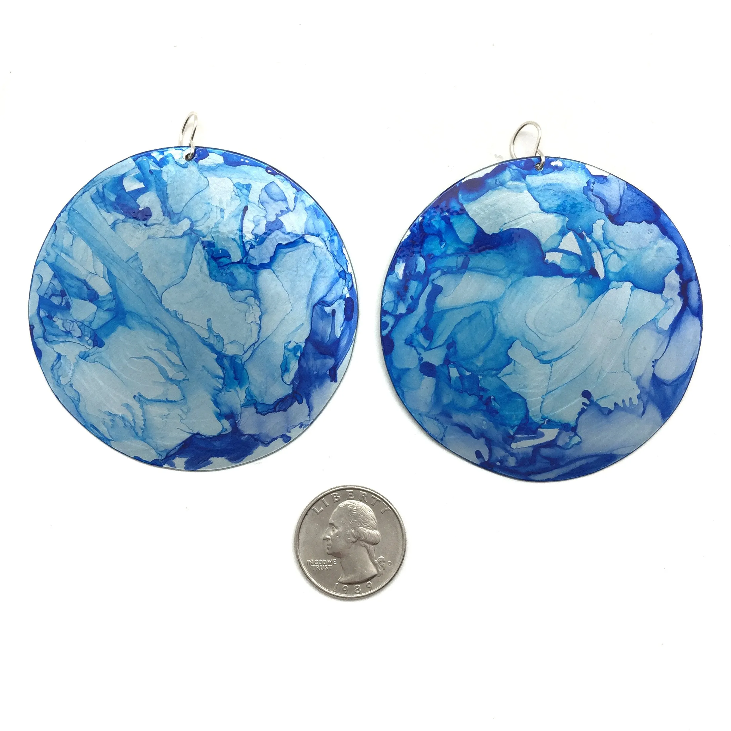 XL Blue Circle Earrings