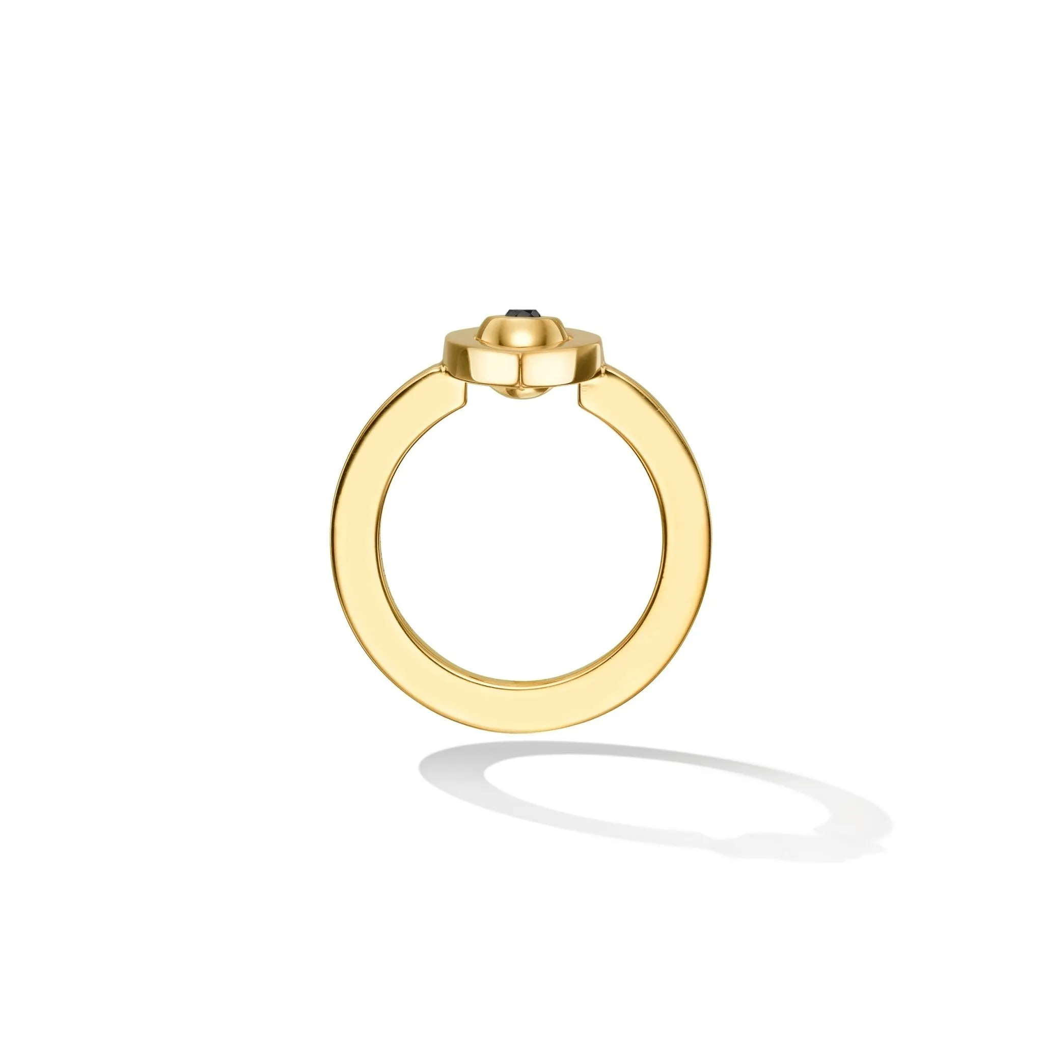 Yellow Gold Reflections Ring with Black Diamond