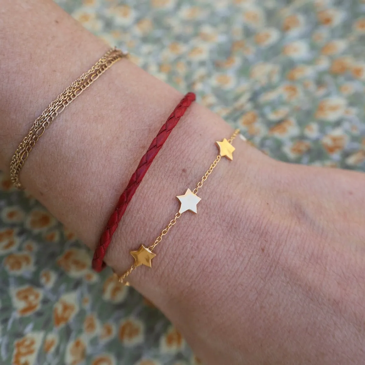 Zoe Braided Red Leather Bracelet