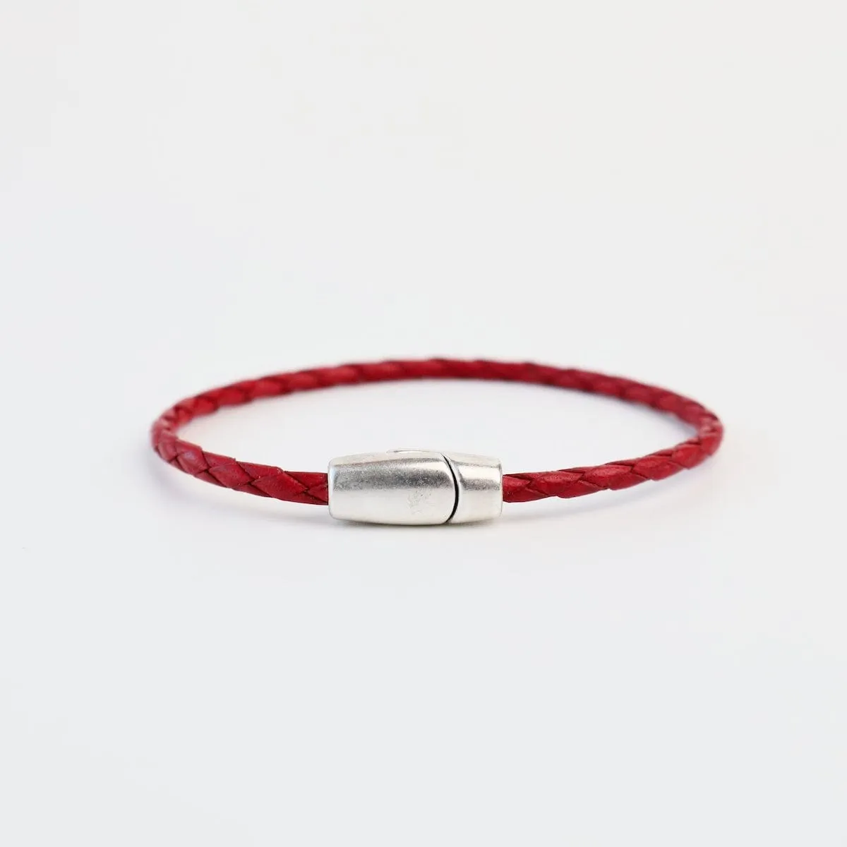 Zoe Braided Red Leather Bracelet