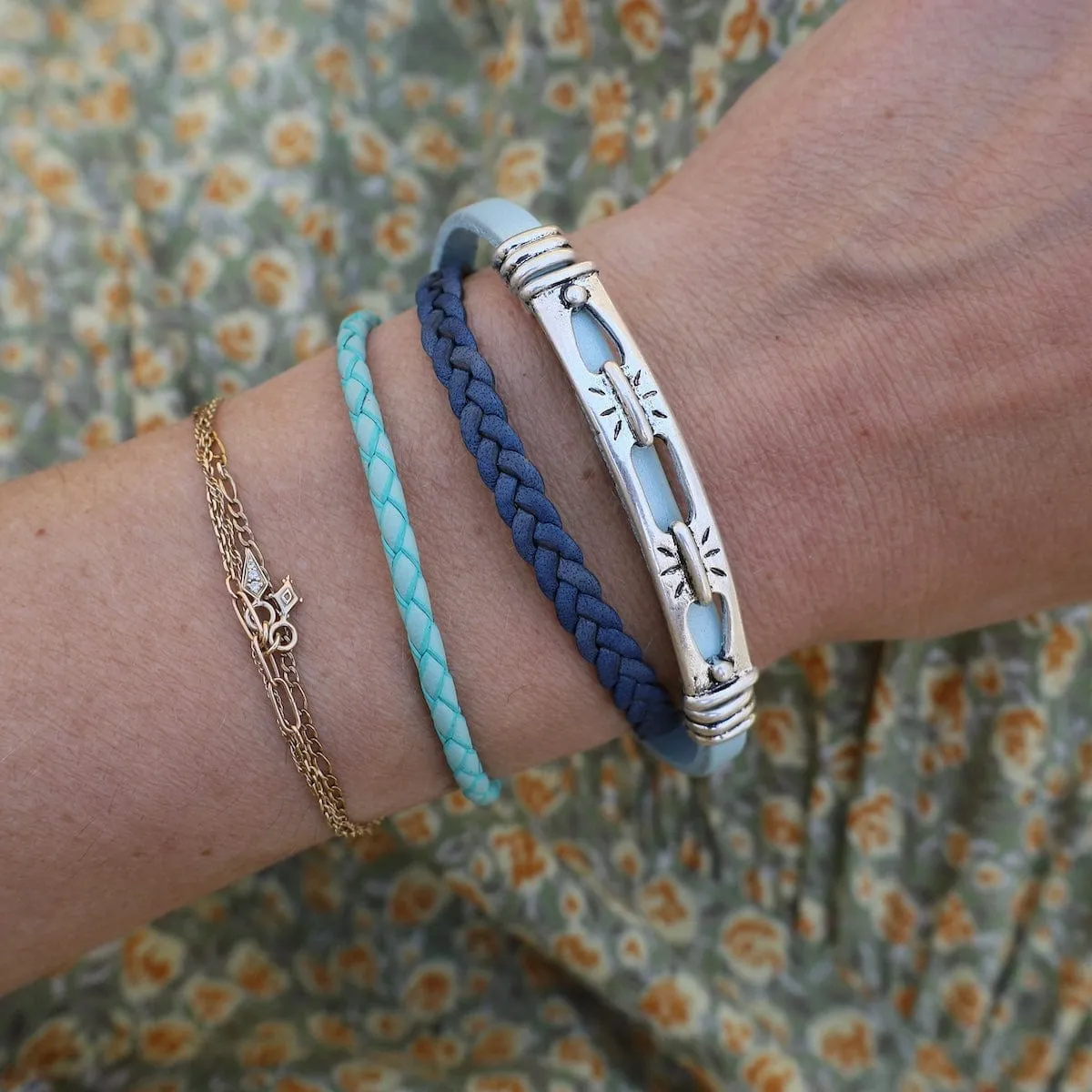 Zoe Braided Turquoise Leather Bracelet